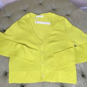 One Gray Day V-Neck Cardigan Sweater Size Medium Bright Green NWT